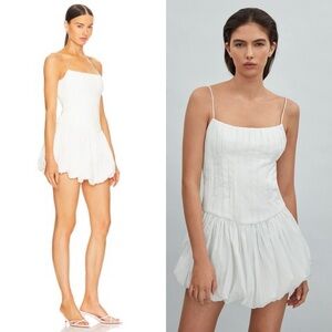 Acler White Ivory Pleated Folkestone Bubble Skirt Mini Dress